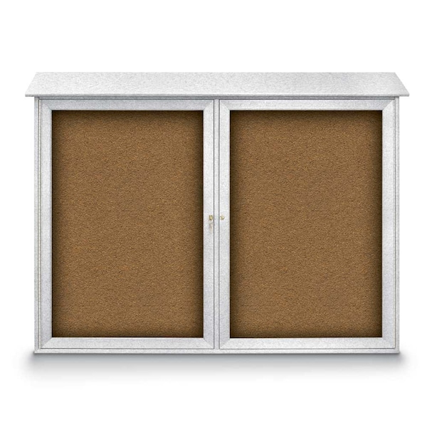 Indoor Enclosed Combo Board, 48"x36", Satin Frame/White Porc & Rubber